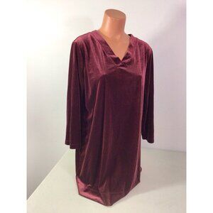 Lands End Red Velvet Blouse Top Womens XL